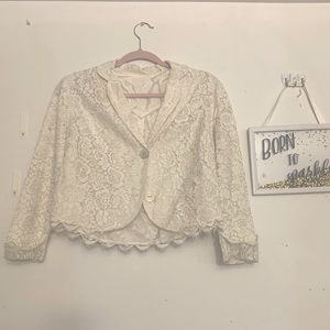 Vintage White lace blazer jacket